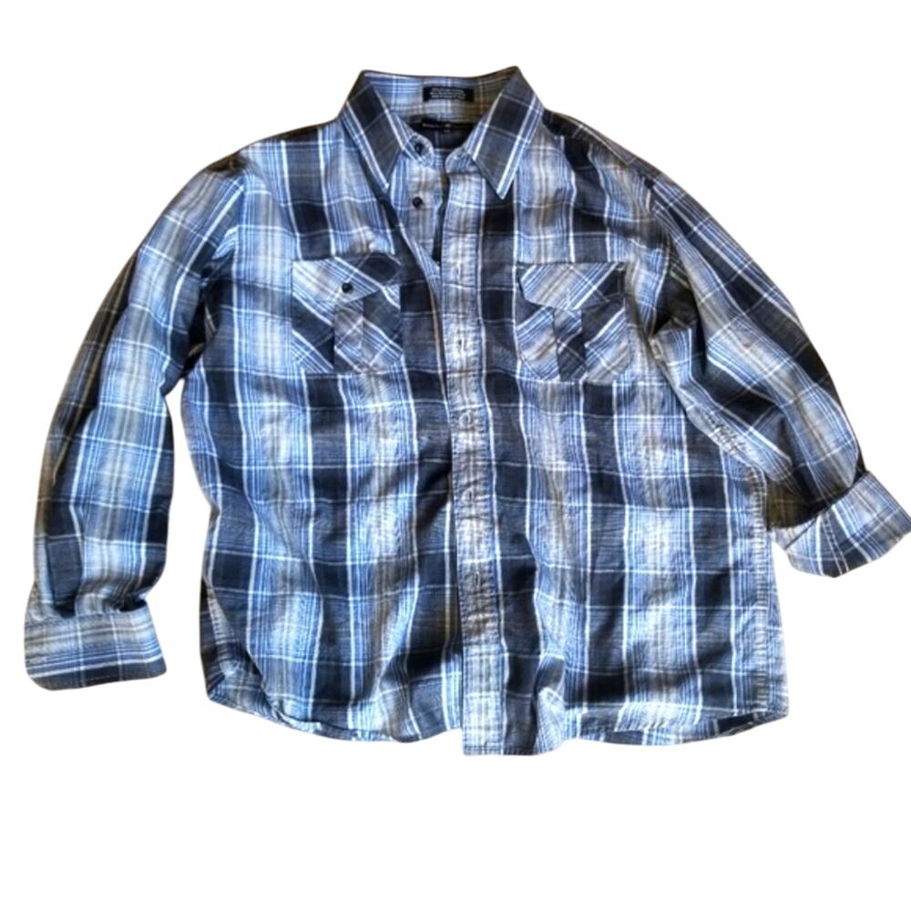 Beverly Hills Polo Club Blue Plaid Long Sleeve